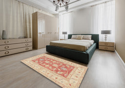 Traditional Brown Oriental Rug in a Bedroom, tr1390