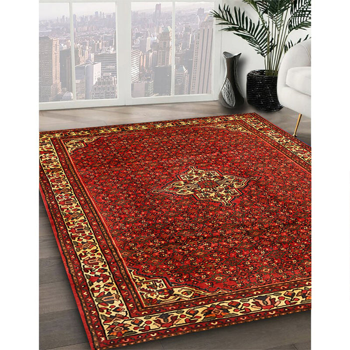 Traditional Mahogany Brown Persian Rug in Family Room, tr1391