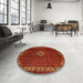 Round Traditional Mahogany Brown Persian Rug in a Office, tr1391