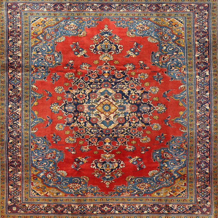 Square Traditional Dark Almond Brown Persian Rug, tr1393
