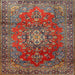 Square Traditional Dark Almond Brown Persian Rug, tr1393