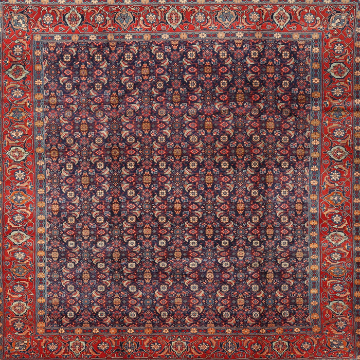 Square Traditional Saffron Red Persian Rug, tr1394