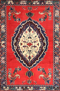 Machine Washable Traditional Red Rug, wshtr1397