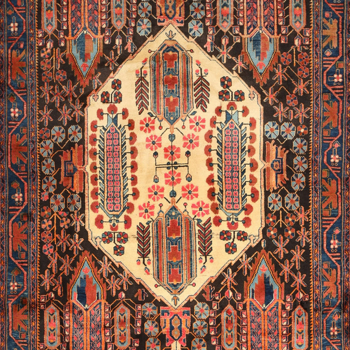 Machine Washable Traditional Orange Brown Rug, wshtr1398