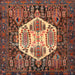 Square Traditional Orange Brown Persian Rug, tr1398