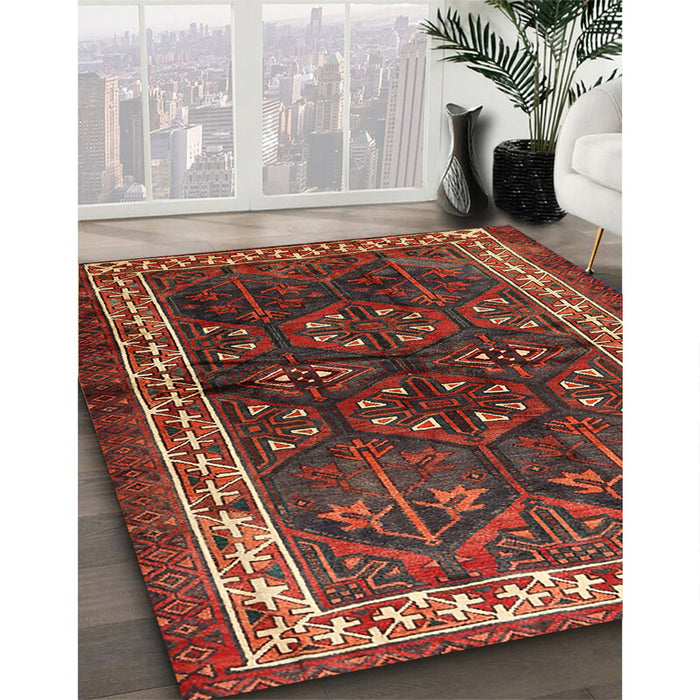 Machine Washable Traditional Tomato Red Rug in a Family Room, wshtr1399