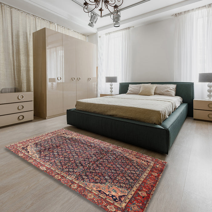 Machine Washable Traditional Orange Salmon Pink Rug in a Bedroom, wshtr139