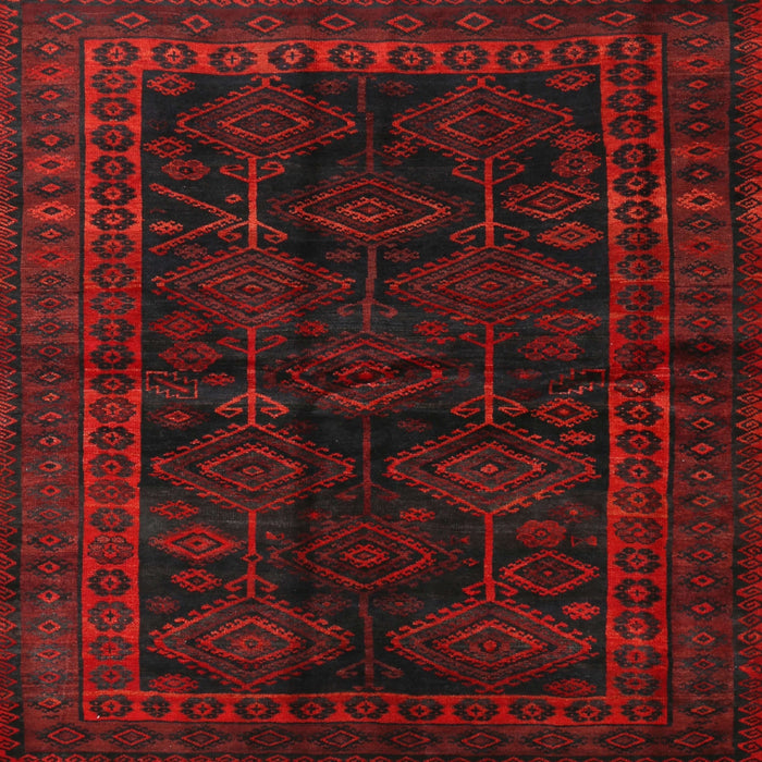 Round Machine Washable Traditional Night Red Rug, wshtr1400