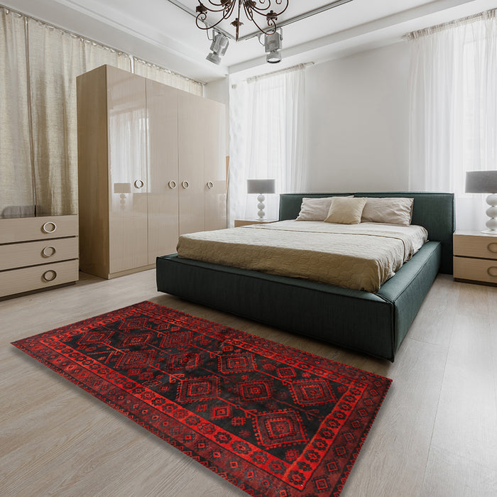 Traditional Red Persian Rug in a Bedroom, tr1400