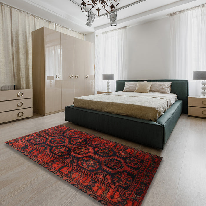 Traditional Bakers Brown Persian Rug in a Bedroom, tr1401