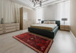 Machine Washable Traditional Tomato Red Rug in a Bedroom, wshtr1402