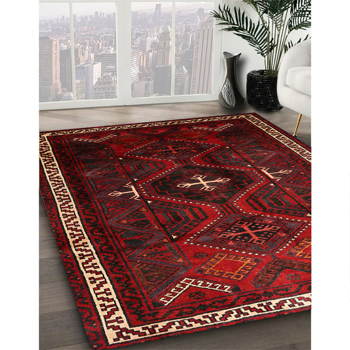Traditional Red Persian Rug in Family Room, tr1402
