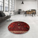 Round Traditional Red Persian Rug in a Office, tr1402