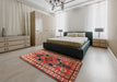 Traditional Orange Salmon Pink Persian Rug in a Bedroom, tr1408