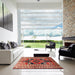 Square Machine Washable Traditional Orange Salmon Pink Rug in a Living Room, wshtr1408