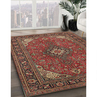 Traditional Saffron Red Medallion Rug, tr140