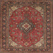 Square Traditional Saffron Red Medallion Rug, tr140