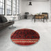 Round Traditional Dark Brown Persian Rug in a Office, tr1410