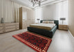 Traditional Dark Brown Persian Rug in a Bedroom, tr1410