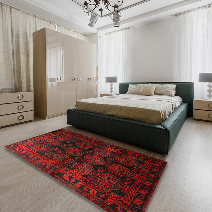 Traditional Bakers Brown Persian Rug in a Bedroom, tr1414