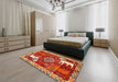 Machine Washable Traditional Red Rug in a Bedroom, wshtr1417
