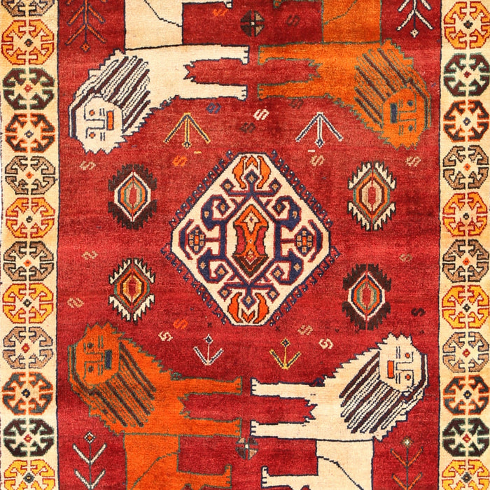 Traditional Red Animal Rug, tr1417