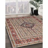 Traditional Tan Brown Medallion Rug, tr1418