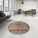 Round Traditional Tan Brown Medallion Rug in a Office, tr1418