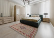 Traditional Tan Brown Medallion Rug in a Bedroom, tr1418