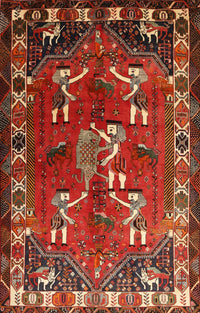 Machine Washable Traditional Tomato Red Rug, wshtr1419