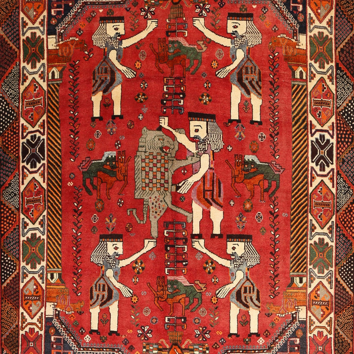 Machine Washable Traditional Tomato Red Rug, wshtr1419