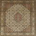 Square Traditional Metallic Gold Medallion Rug, tr141