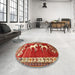 Round Machine Washable Traditional Red Rug in a Office, wshtr1420