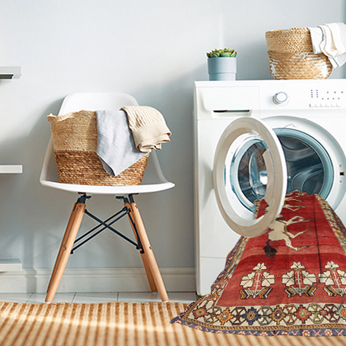 Machine Washable Traditional Red Rug in a Washing Machine, wshtr1420