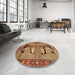Round Machine Washable Traditional Gold Rug in a Office, wshtr1421