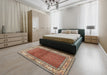 Machine Washable Traditional Tomato Red Rug in a Bedroom, wshtr1422