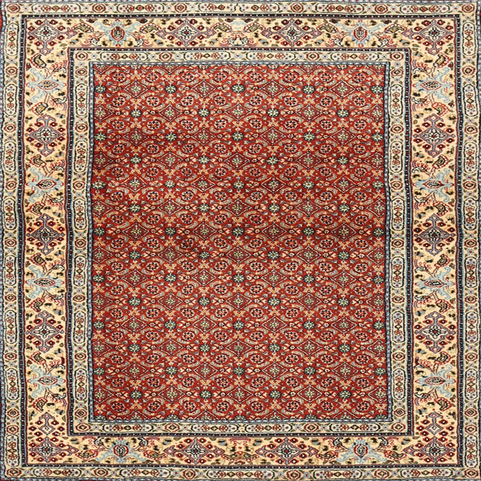Round Machine Washable Traditional Tomato Red Rug, wshtr1422