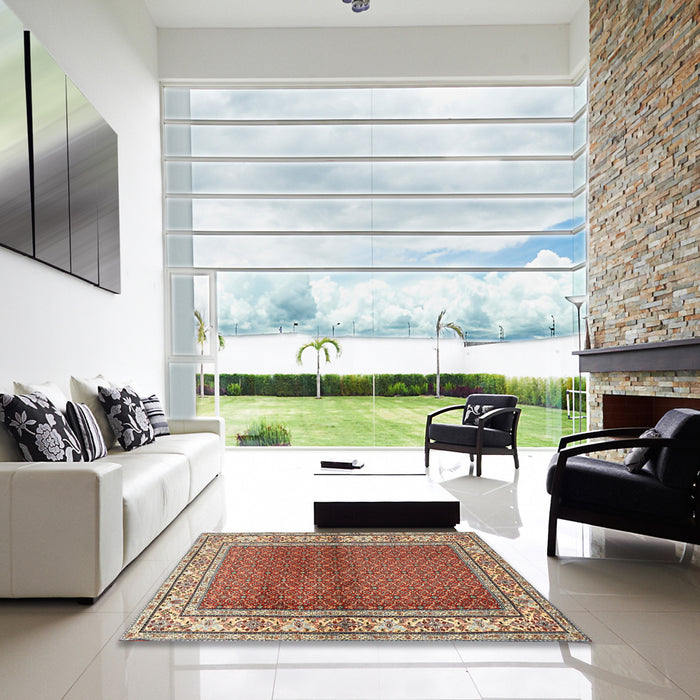 Square Traditional Red Persian Rug in a Living Room, tr1422