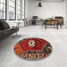 Round Traditional Red Persian Rug in a Office, tr1424