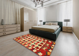 Traditional Red Persian Rug in a Bedroom, tr1425