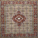 Round Machine Washable Traditional Light French Beige Brown Rug, wshtr1427