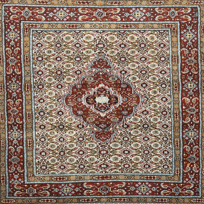 Square Traditional Light French Beige Brown Medallion Rug, tr1427
