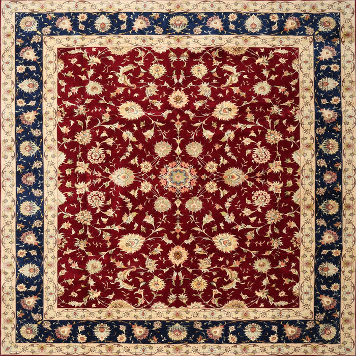 Round Machine Washable Traditional Saffron Red Rug, wshtr1429