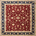 Round Machine Washable Traditional Saffron Red Rug, wshtr1429