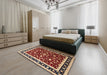 Traditional Saffron Red Persian Rug in a Bedroom, tr1429