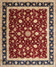 Machine Washable Traditional Saffron Red Rug, wshtr1429