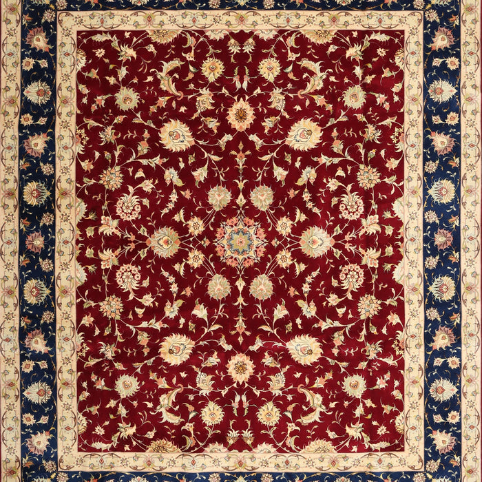 Machine Washable Traditional Saffron Red Rug, wshtr1429