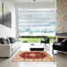 Square Traditional Red Medallion Rug in a Living Room, tr1432