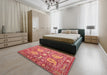 Machine Washable Traditional Orange Rug in a Bedroom, wshtr143