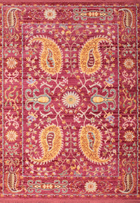 Machine Washable Traditional Orange Rug, wshtr143